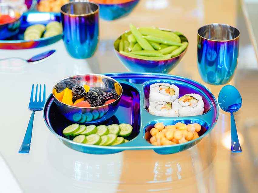 Ahimsa colorful stainless steel dinnerware set for kids - Eat Healthy